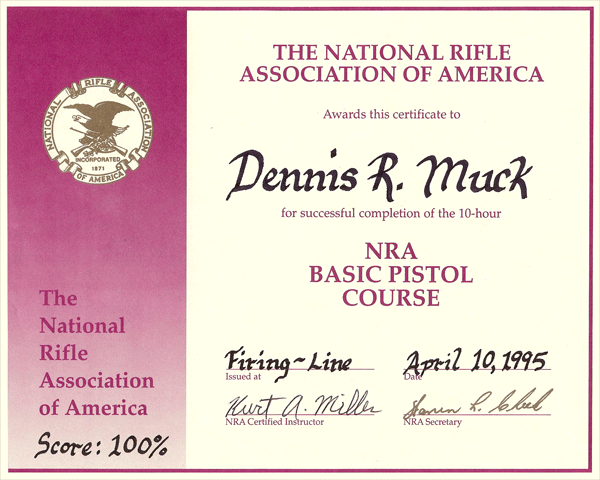 NRA 100 % Certificate